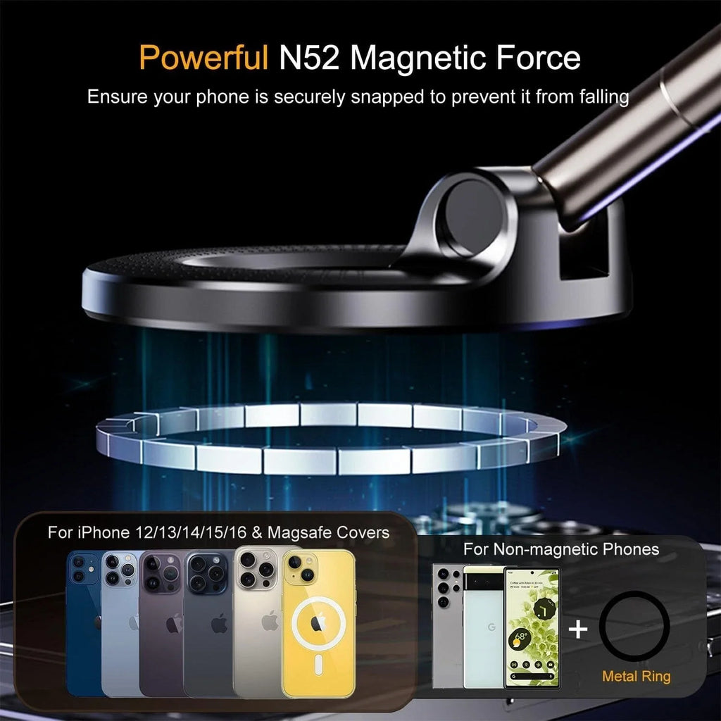 Vacuum Magnetic Car Phone Holder Mount Compatible with for Magsafe for Iphone 17 Pro MAX Universal Foldable 360°Adjustable Stand