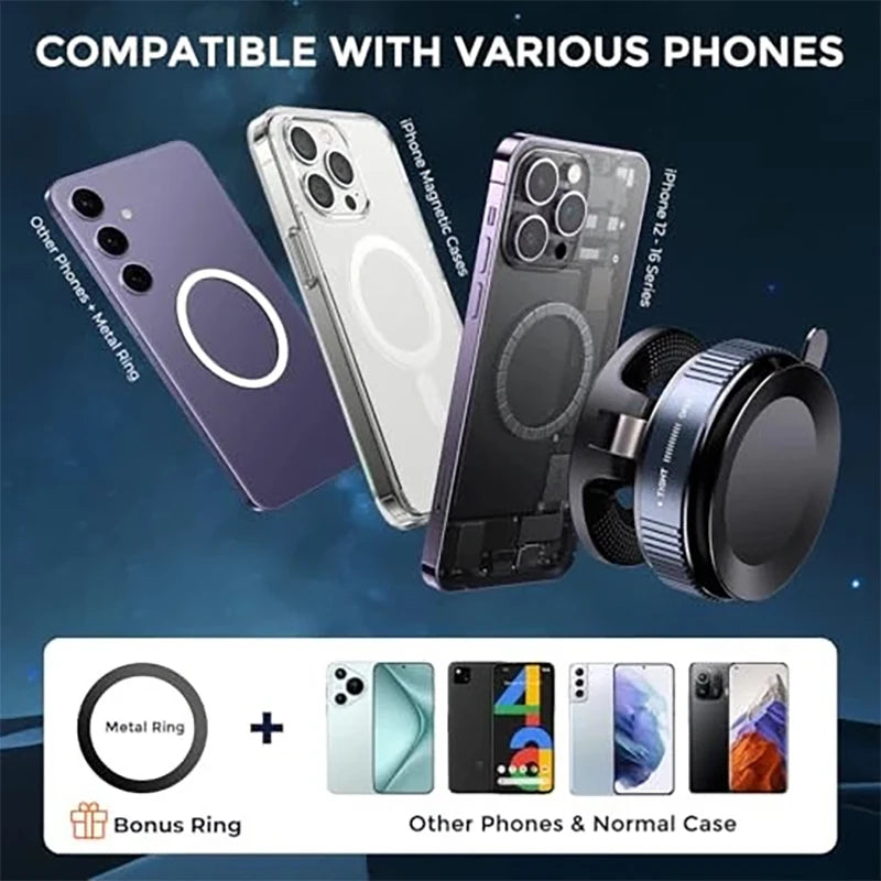 Vacuum Magnetic Car Phone Holder Mount Compatible with for Magsafe for Iphone 17 Pro MAX Universal Foldable 360°Adjustable Stand